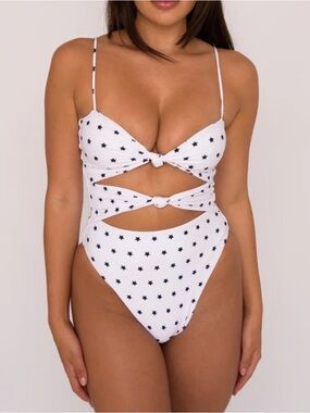 Skatie LISA ONE PIECE, White Liberty Star Print. Size XS.